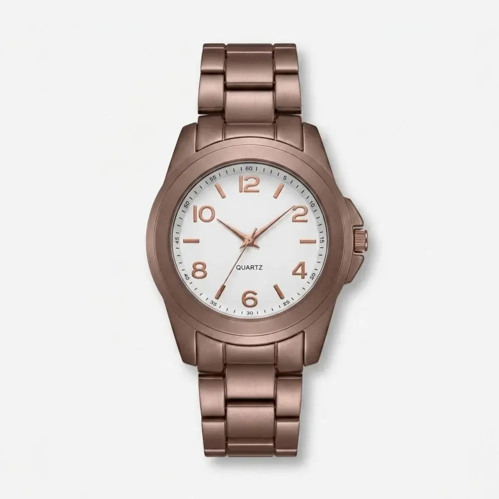 Rose Gold Tone Quartz Watch 6.5” Metallic Band Watch New Battery NWOT